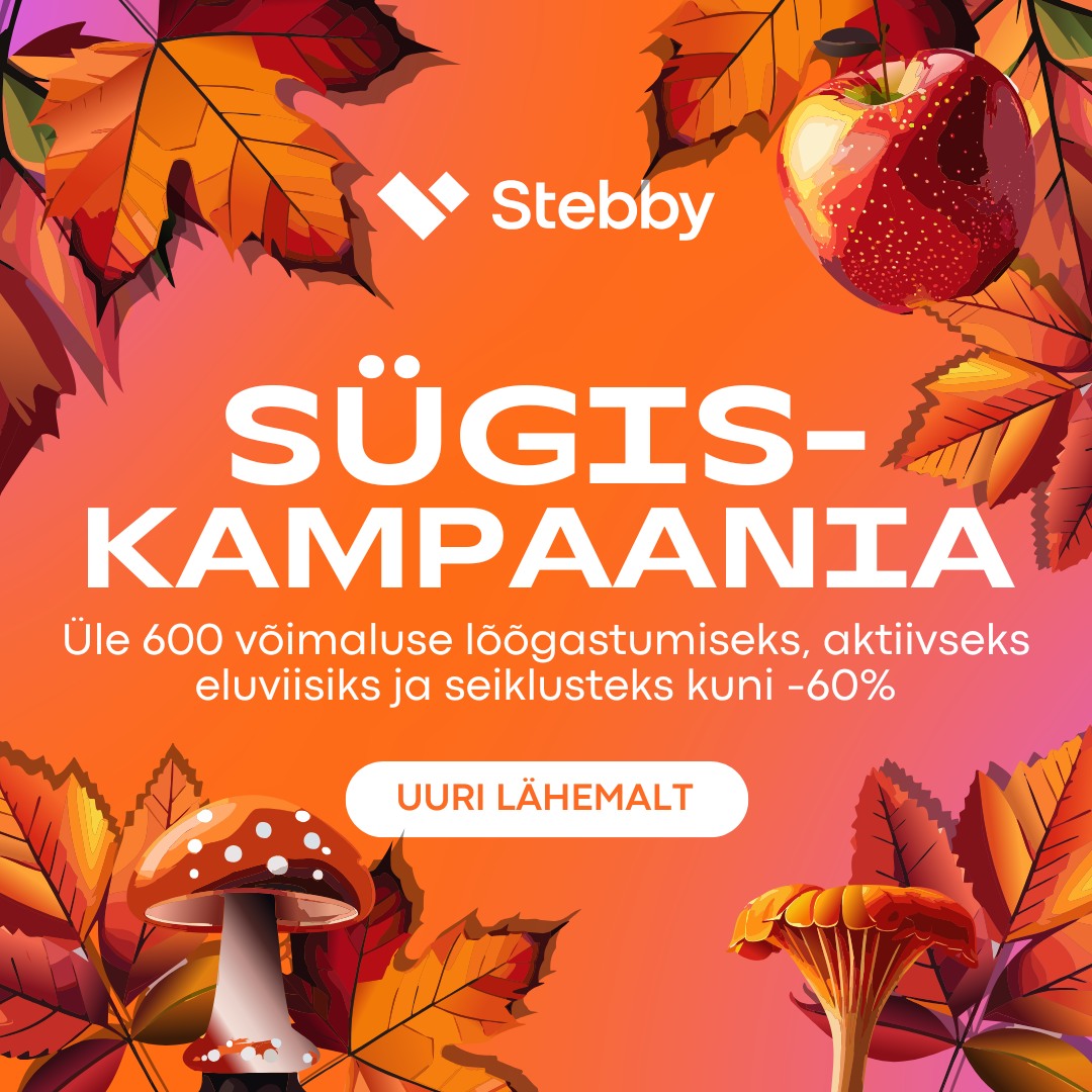 🤩22.09-03.10 on sul võimalik Stebbys soetada üle 600 spordi- ja terviseteenuse kuni 60% soodsamalt.Iga teenuse ostuga osaled ka loosis, mille auhinnaks on 500€ 